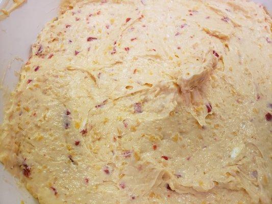 Homemade pimento cheese for Grilled pimento sandwitches and added to our hamburgers for an extra level of flavor.