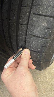 This is one of the tires they claim had under 2/32nd tread remaining.