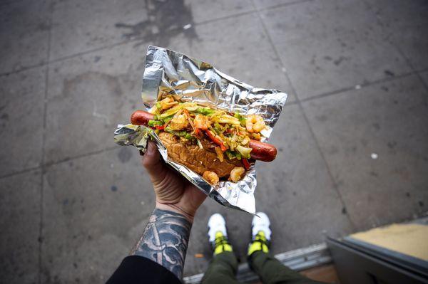 Spicy Garlic Shrimp Hot Dog