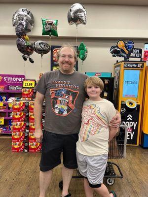 My Son and I at the grocery store.