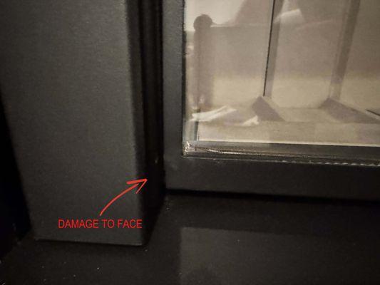 scuffed face of fireplace