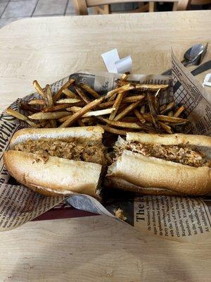 Buffalo chicken cheesesteak and fries