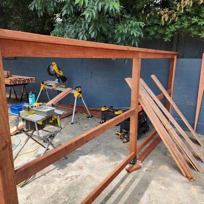 Construction of 1x6x6 Redwood w/2x6 Pressure Treated Cap