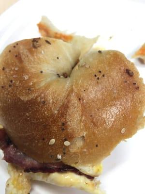 Everything bagel... more like a plain bagel with a couple sesame seeds on it