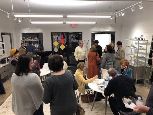 Trunk show excitement at Wink eyewear.