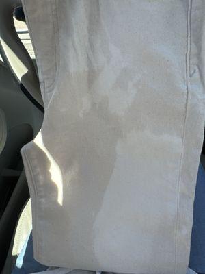 My pants showing the discoloration. :(