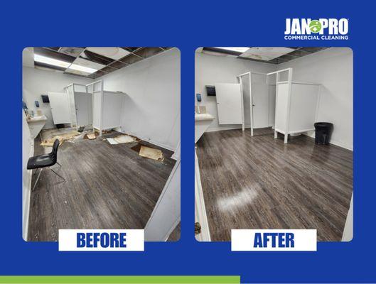 restroom cleaning before & after