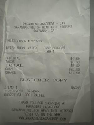 Evian Water 500ml $5.02