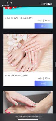 The service I booked. After they started they told me it would be $90 instead of $66.