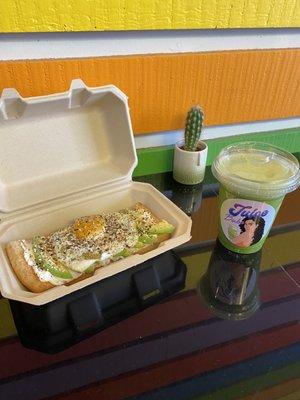 Avocado crush toast & metabolic booster juice