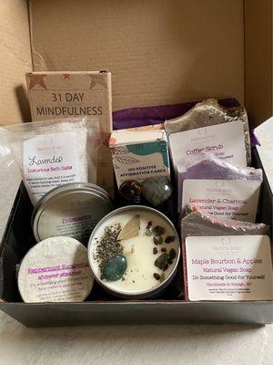 Hand crafted items, crystals and self-care card decks.