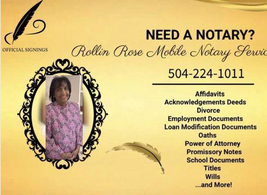 Message me for all of your notary needs.