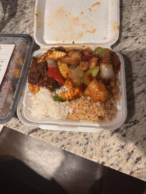 There is rice under the protein so not that much of it in the container