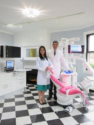James T. Aris, DMD, MAGD with Associate Viviane T. Trinh by innovative Planmeca dental chair