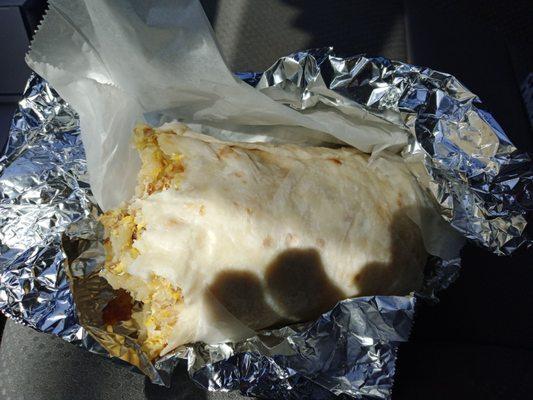Fresh 3.99 bacon breakfast burrito.