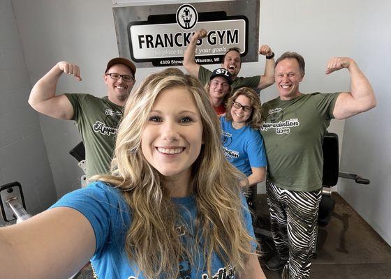At your Service the friendly helpful faces you will see behind the counter at Franck's Gym.