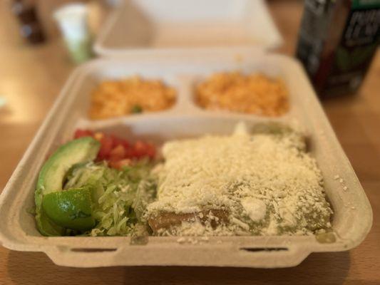 Enchiladas suizas with queso and salsa verde