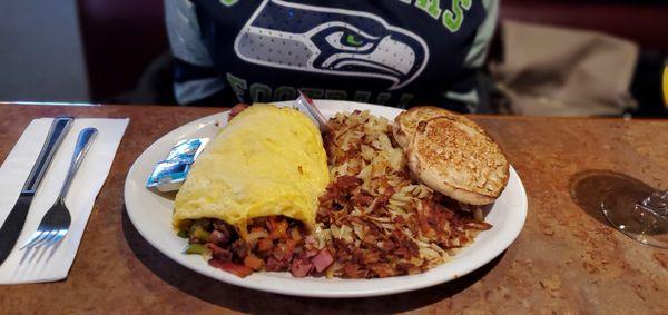 Omelette w/Hashbrowns & English Muffin