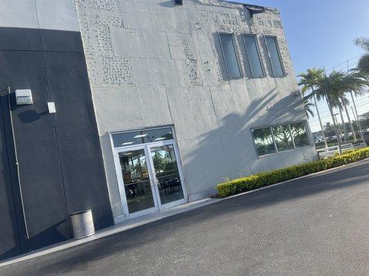 Unmarked entrance to showroom