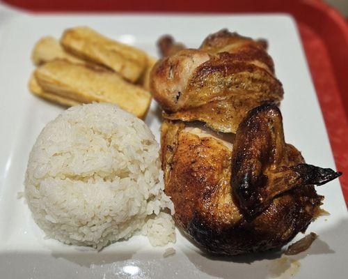 1/2 chicken with rice and fried yuca