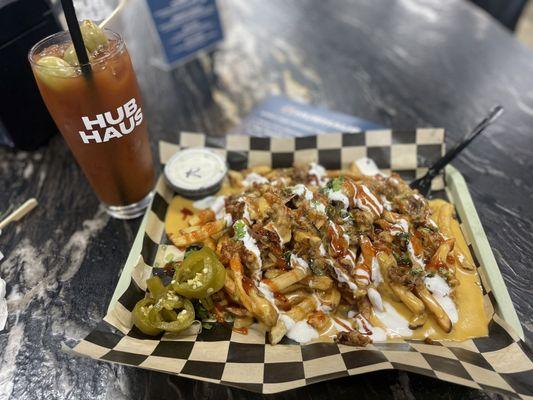 Moo-dy Mary and the Loaded Fries (I added the sour cream and jalepenos and a side of Ranch)