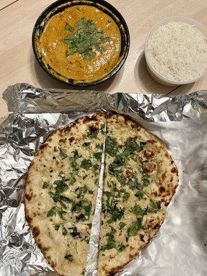 chicken tikka masala with basmati rice & garlic naan
