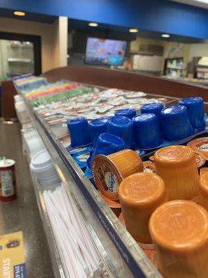 Even the coffee cream and sugar are is nice and organized!