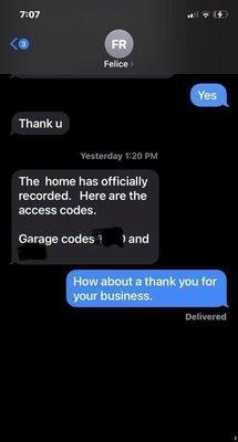 This was my thank you after representing my buying a 810k in cash and doing nothing.