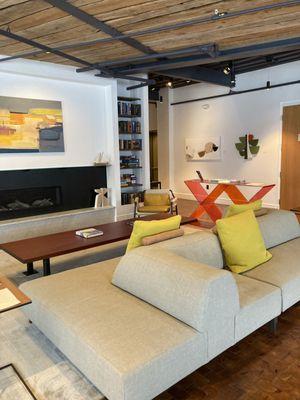 Linger by the huge fireplace (perfect during a snowstorm!)