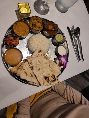 Non vegetarian Thali lunch special. $22.00