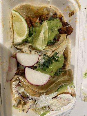 Top: Al Pastor Middle: Bistec Bottom: Pescado