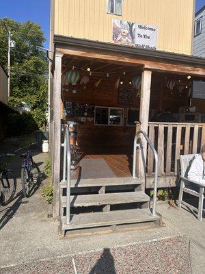 Front of The Wolf Shack.