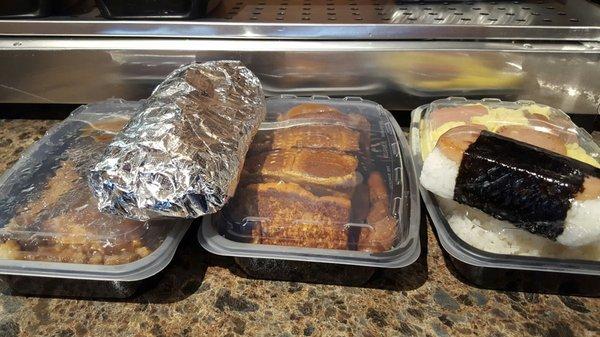 Loco moco, breakfast burrito, sweet bread French toast, spam musubi, and breakfast bento