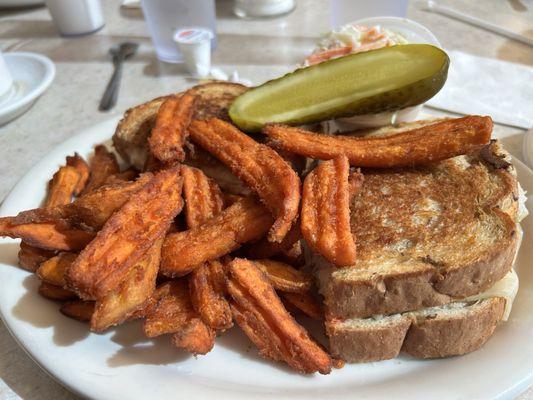 Tuna Melt DELUXE with Sweet Potato Fries