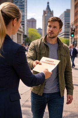 Professional process server delivering court documents quickly and reliably in downtown Milwaukee.
