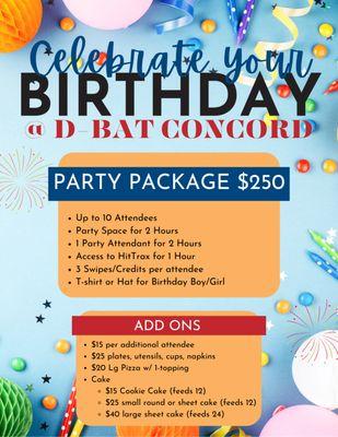 Celebrate your birthday like a pro at D-BAT Concord!
