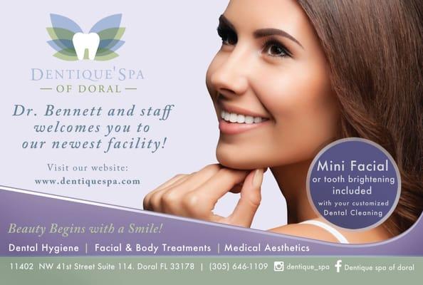 Welcome to Dentique Spa of Doral! where beauty begins with a smile!