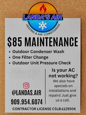 Summer special!
Your ac not cooling enough? Are you keeping up with your maintenance?