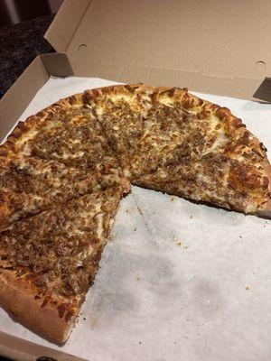 This was tonight's hamburger pizza cooked perfectly!