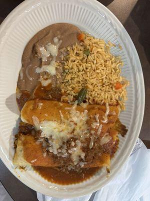 Rice beans enchiladas and a tamales
