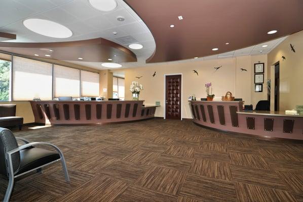 Reception area. We have a large reception with very comfortable chairs and two large T.V's.