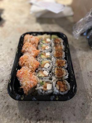 Tokyo Roll, Philadelphia Roll, Sweet Potato Tempura Roll