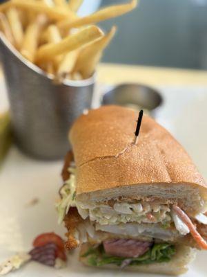 Excellent fried grouper fish sandwich!