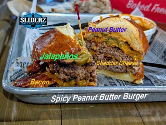 Spicy Peanut Butter (double) Burger with a side of Baked Beans !