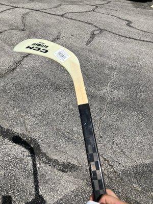 New ABS blade put on an old broken hockey stick by Danton of Perani's hockey world