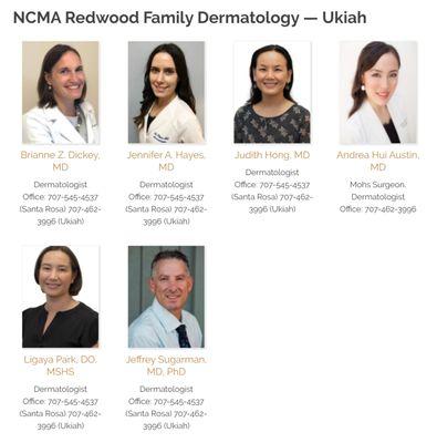 NCMA Redwood Family Dermatology Ukiah physicians