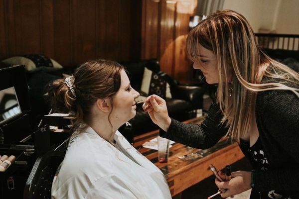 Myself doing wedding makeup on a beautiful bride