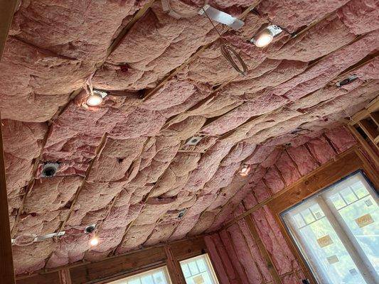 Fiberglass insulation to exterior walls and roof deck custom home in Napa