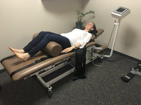 Patient on our decompression table