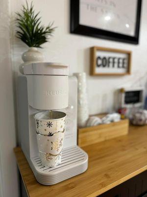 Enjoy complimentary coffee.